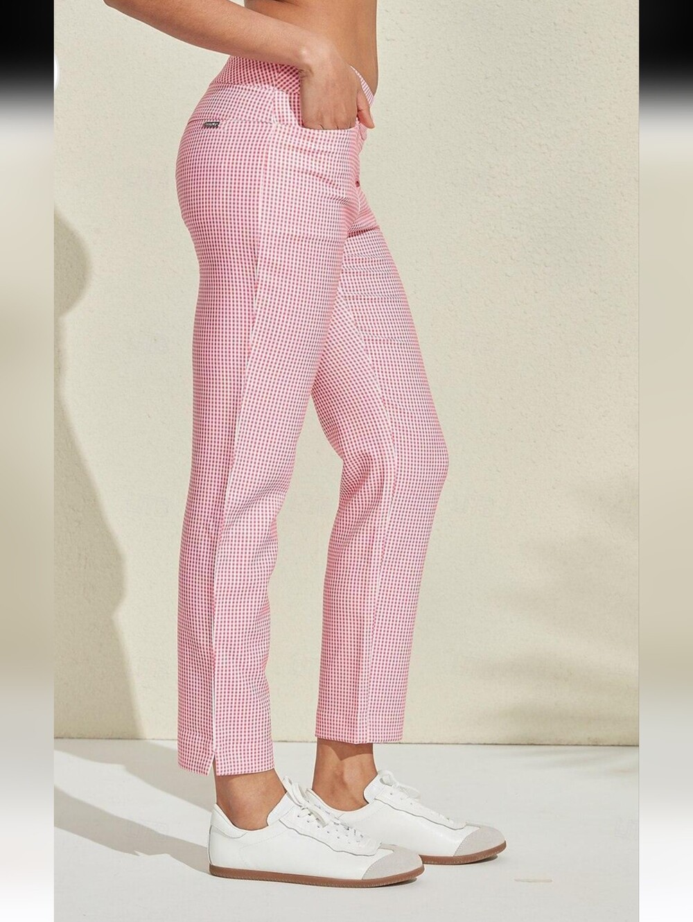 CEGOLFS ✨️ Pink & White Performance Stretch Ankle Women's Golf Pants Size XXL